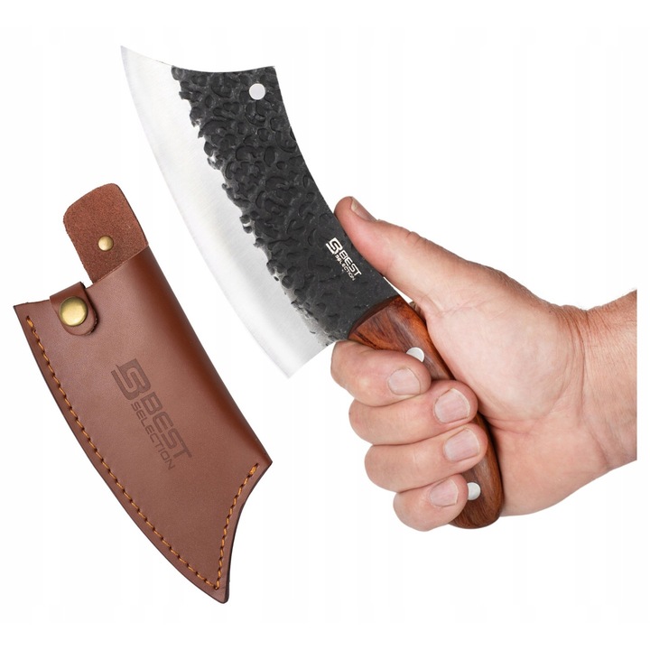 Tasak BestSelection, 16.1cm, inox, maner din lemn, cu etui