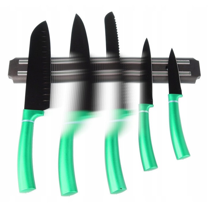 Set de cutite in bloc, 5 piese, inox, ergonomic, 31,5cm