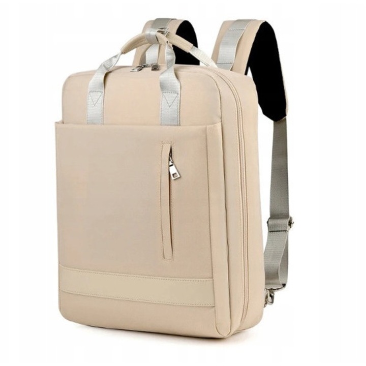 Rucsac laptop 15,6'', K&M, waterproof, cu port USB, bej, 45x35x12cm