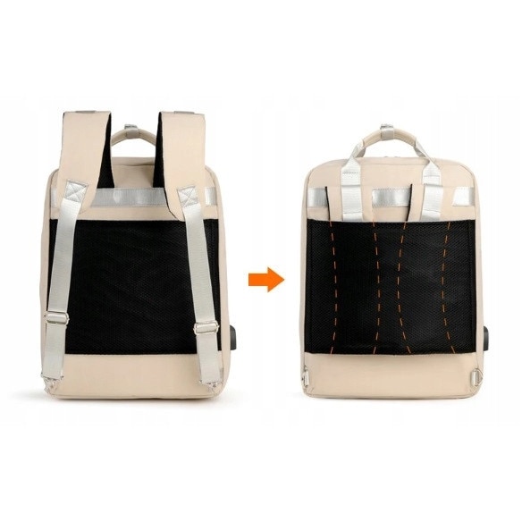 Rucsac laptop 15,6'', K&M, waterproof, cu port USB, bej, 45x35x12cm