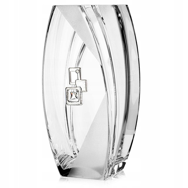 Vaza decorativa din sticla, 32cm, transparenta, design modern, formare manuala