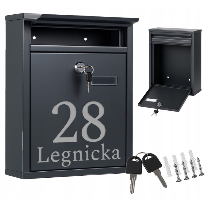 Cutie postala Decortrend antracit 25x32x8cm cu grawer laser, rezistenta la rugina, pentru scrisori si pachete