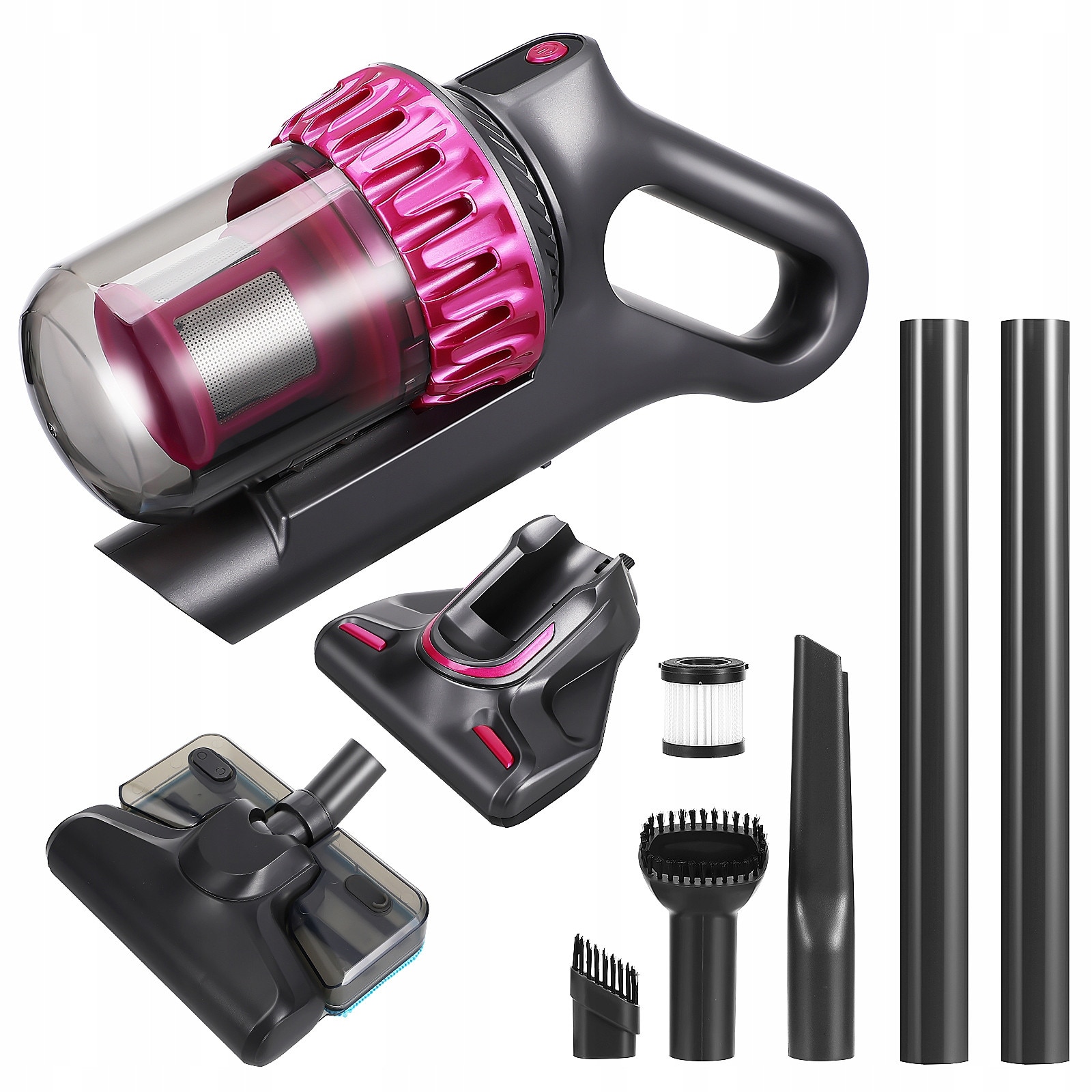 Aspirator vertical fără fir 5 în 1, 3 niveluri de putere, negru/mov, 103x21x9.4cm, set complet