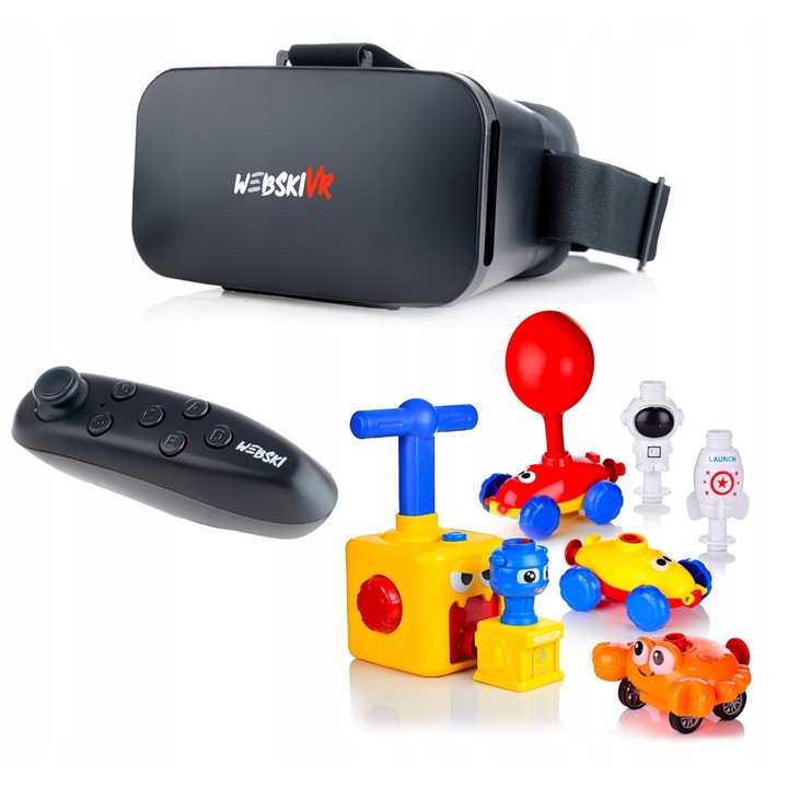 Ochelari VR Webski cu gamepad wireless si set de jucarii cu lansator de baloane, 80mm x 160mm