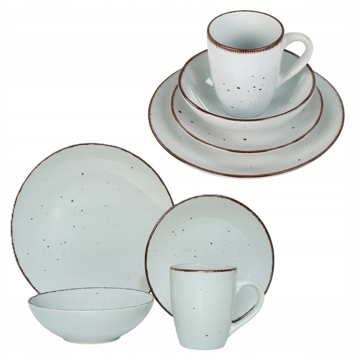 Set serviciu de masa Livello pentru 6 persoane, 24 elemente, farfurii, cani, gri