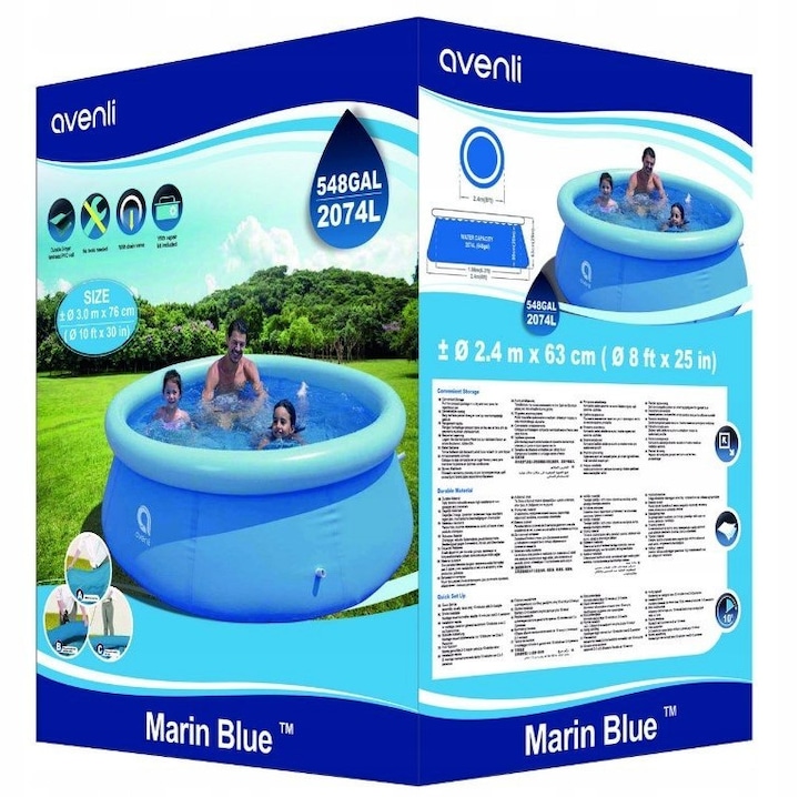 Avenli kerti medence 240x63cm, kék, 3 rétegű