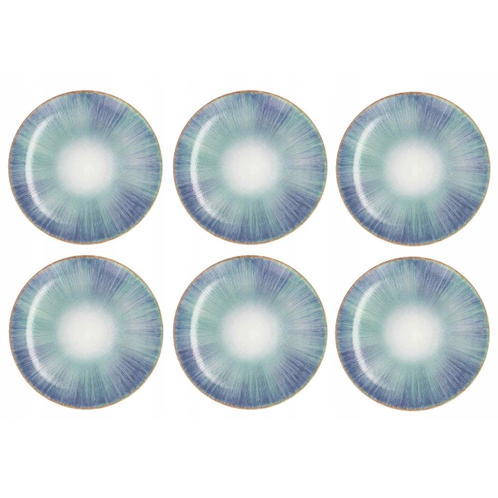 6 db-os lapostányér készlet Porcelana Lubiana 27cm, egyedi design, smaragd szín