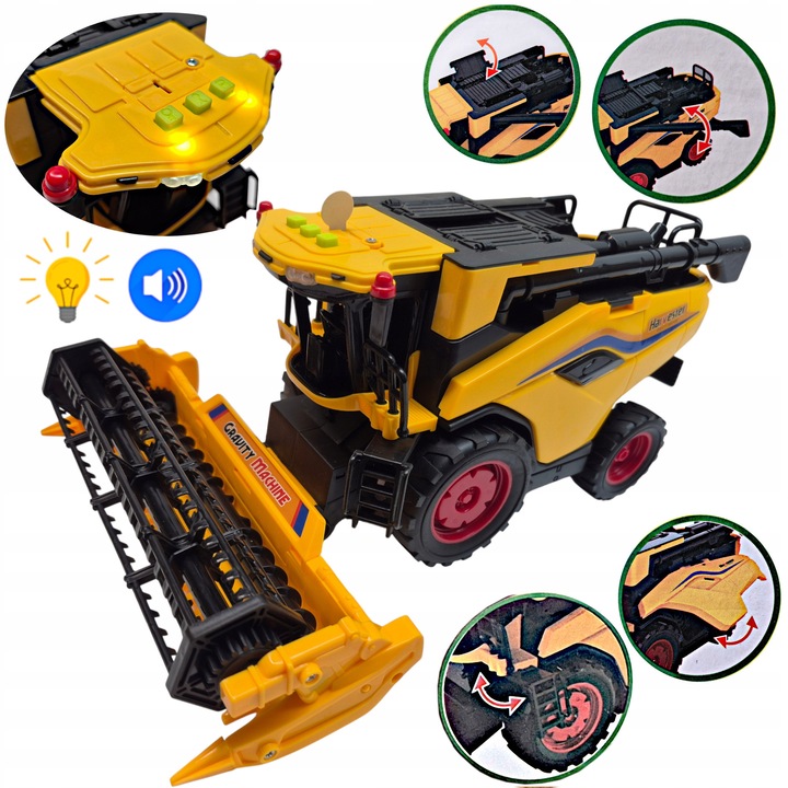 TomDorix kombájn, hangokkal és fényekkel, 33x21,5cm, gyerekeknek