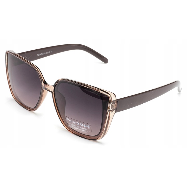 Ochelari de soare dama PolarZONE model DPZ925-6, polari, transparent roz, 6,3x5,3cm, set cu etui