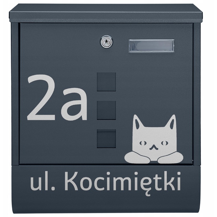 Cutie postala M-TEC CLASSIC personalizata, antracit, 34x30x9,5cm, cu 3 vizorii si suport pentru ziare