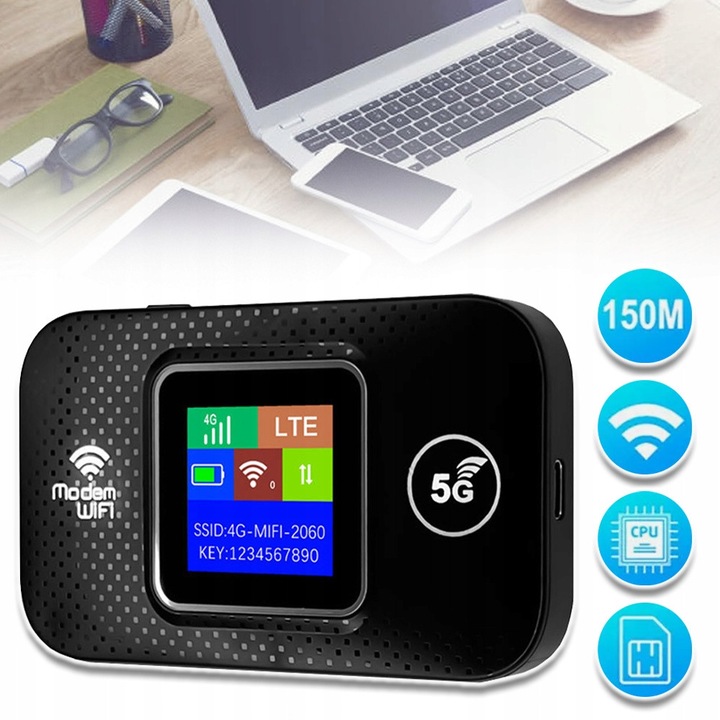 Vezeték nélküli 4G LTE router, 150Mbps, 3000mAh