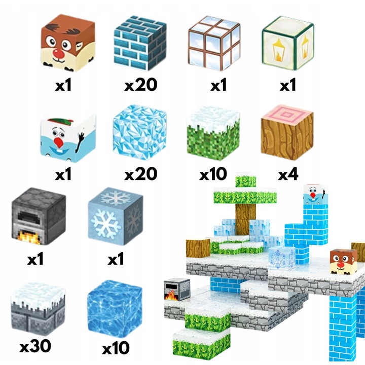 Set de constructie, 100 blocuri magnetice, culori vii, 2 cm, pentru copii 3+