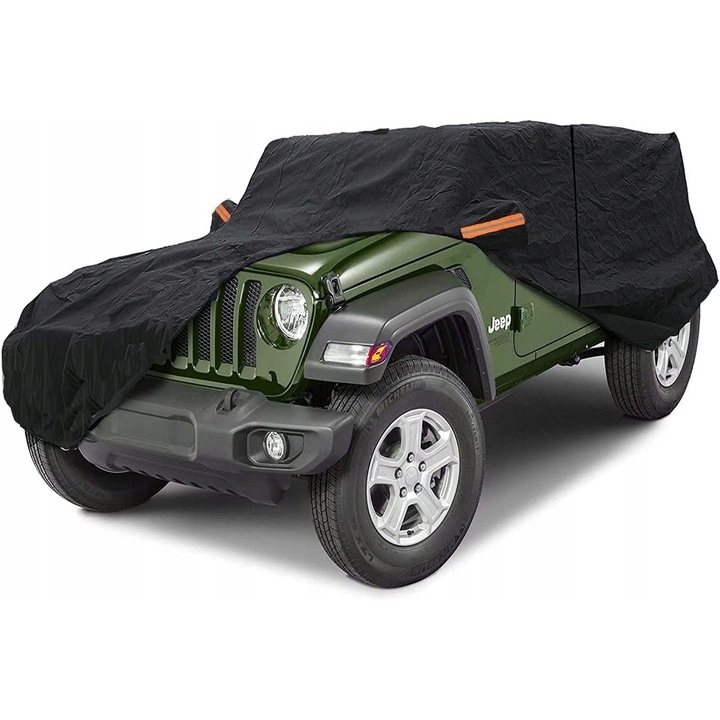 Husa auto Jeep Wrangler 2-dr doors, waterproof, black, 430cm, set cu torba de depozitare