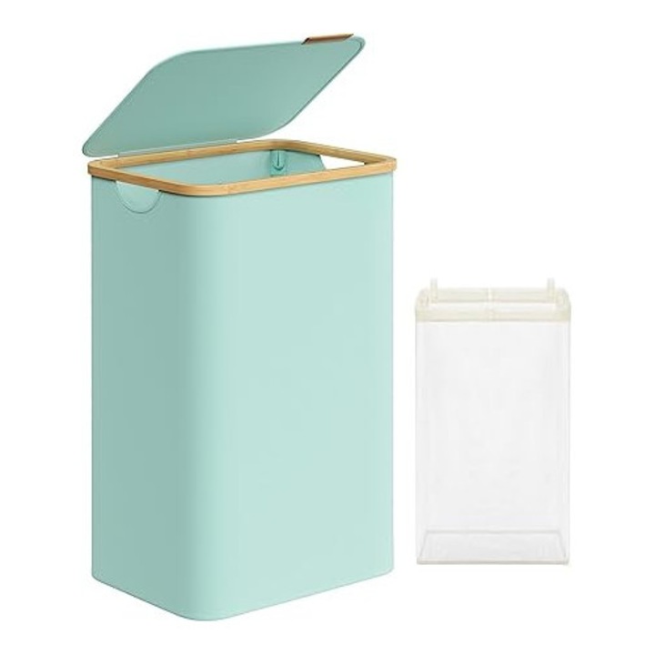 Cos de rufe cu capac, 90l, mint, 42x32x70,5cm, material Oxford 600D, set