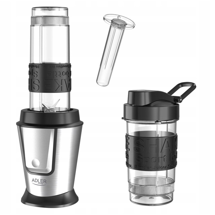 Пасатор, Adler 4081, 2 спортни бутилки, функция за натрошаване на лед, черен