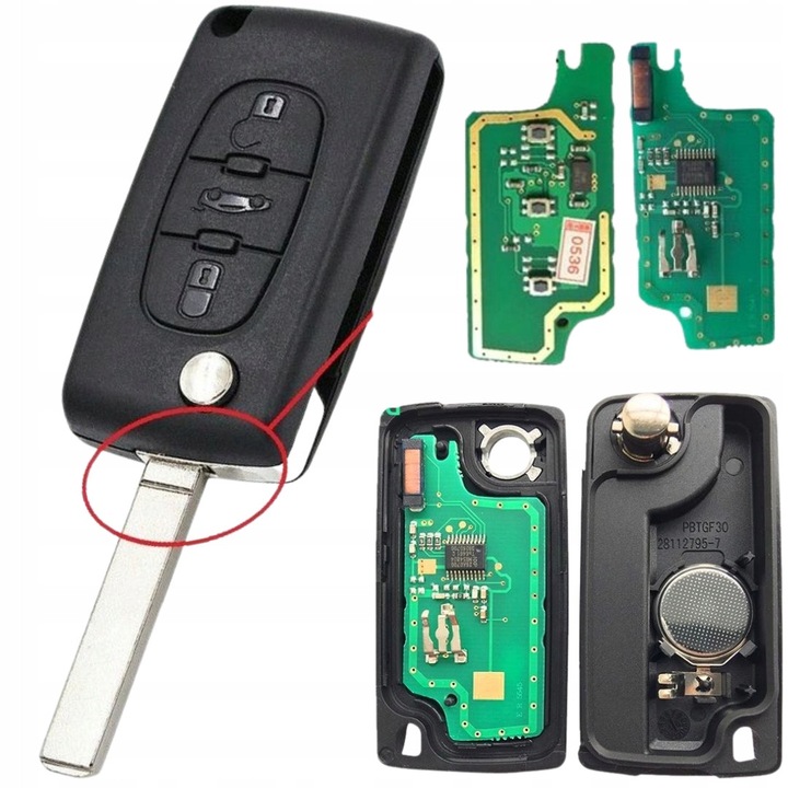 Cheie electronica pentru Peugeot 307 308 407 607, Citroen C2 C3 C4 C5, 3 butoane, necesita programare
