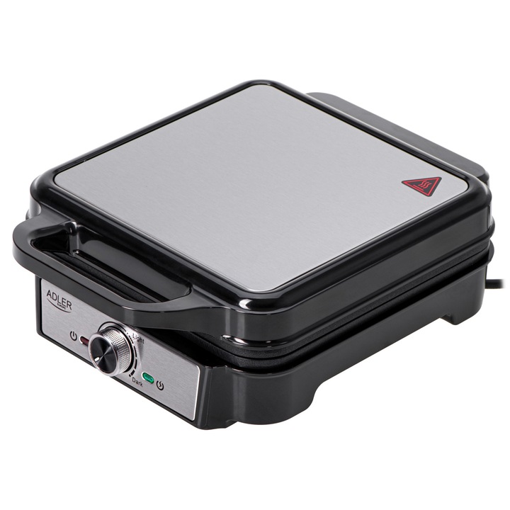 Gofroniera Adler AD 3083, 4 gofre, 1800W, neagra-silver, 10x10cm