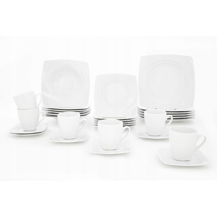 Serviciu de masa, 30 elemente, pentru 6 persoane, portelan, alb, LUBIANA CELEBRATION