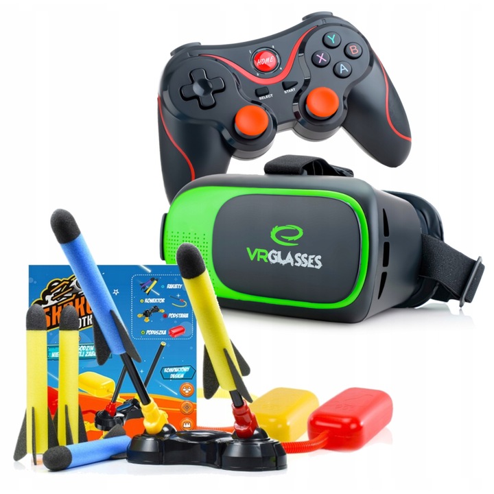 Set Ochelari VR 3D Webski, Gamepad Wireless, Multicolor, 175x85mm
