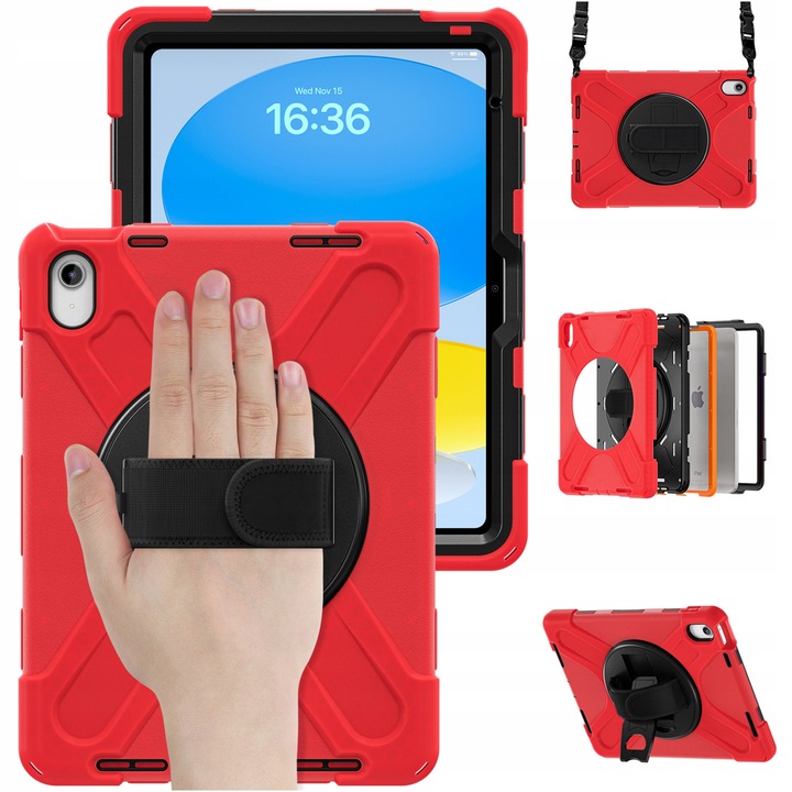 Ütésálló tok Apple iPad 10.9 2022/11 A16 2025 készülékhez, fogantyúval