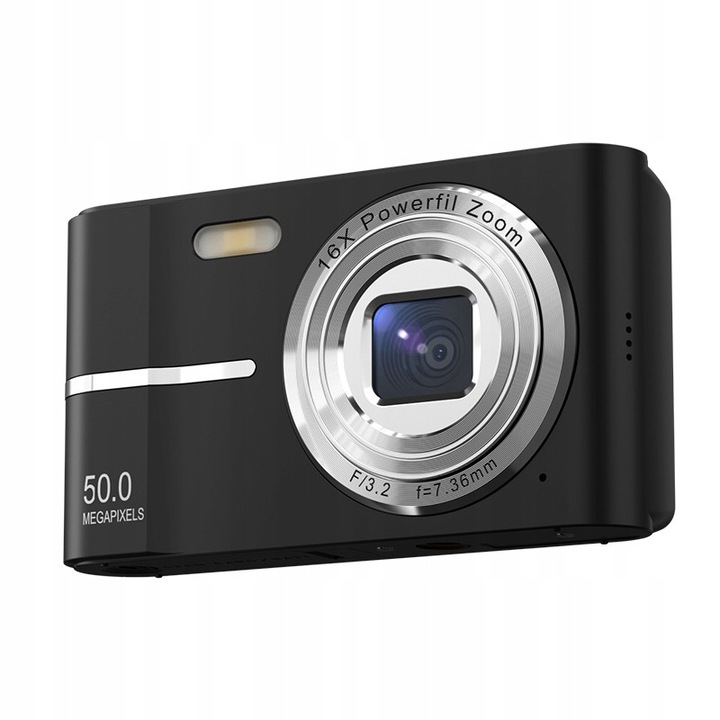 Aparat foto compact, 50MP, 16x zoom, negru, set complet cu card SD 32GB