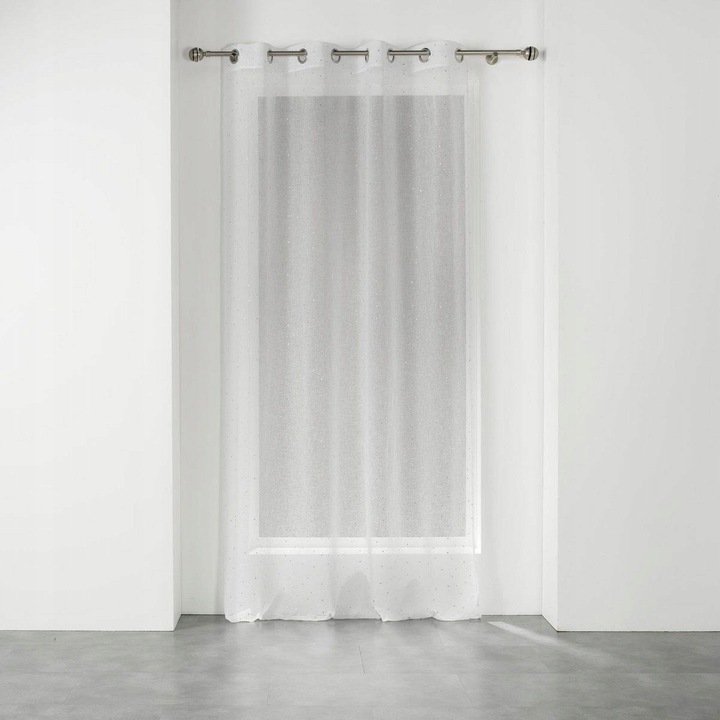 Függöny, Douceur d'intérieur, 140x240cm, fehér-ezüst, rúdra szerelhető