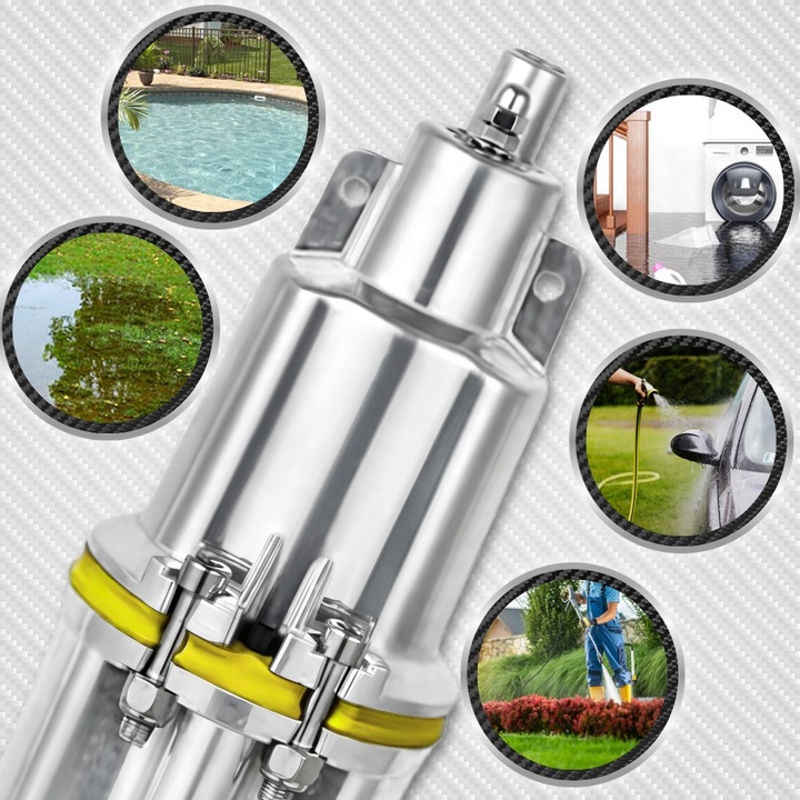 Потопяема помпа 600W за чиста и мръсна вода, NUREK, висока ефективност, максимална дълбочина 60м, 28x10,5см, пълен комплект