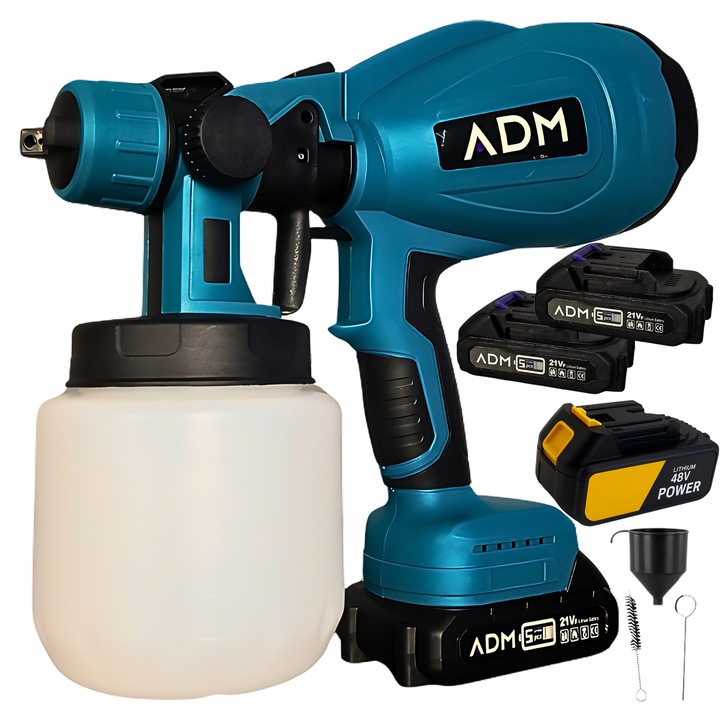 Пистолет за боядисване ADE, безжичен, 21V, 800ml, с 3 батерии