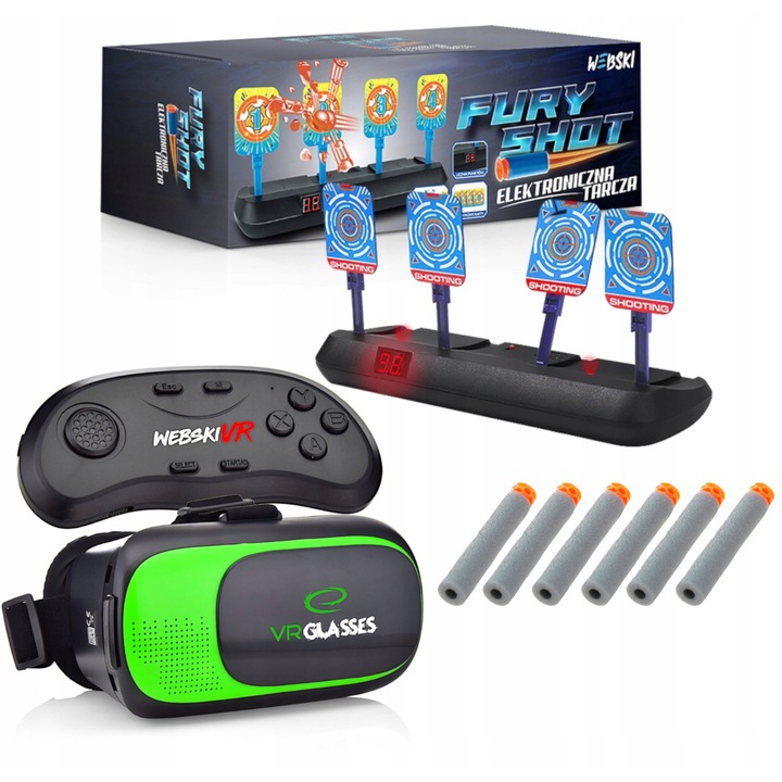 Ochelari VR 3D Webski, set cu gamepad wireless si tinta electronica, 12x32cm