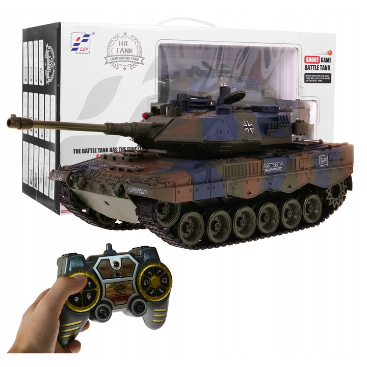 Tanc RC Leopard 1:18, lövési funkció, füstgenerátor, 45 cm