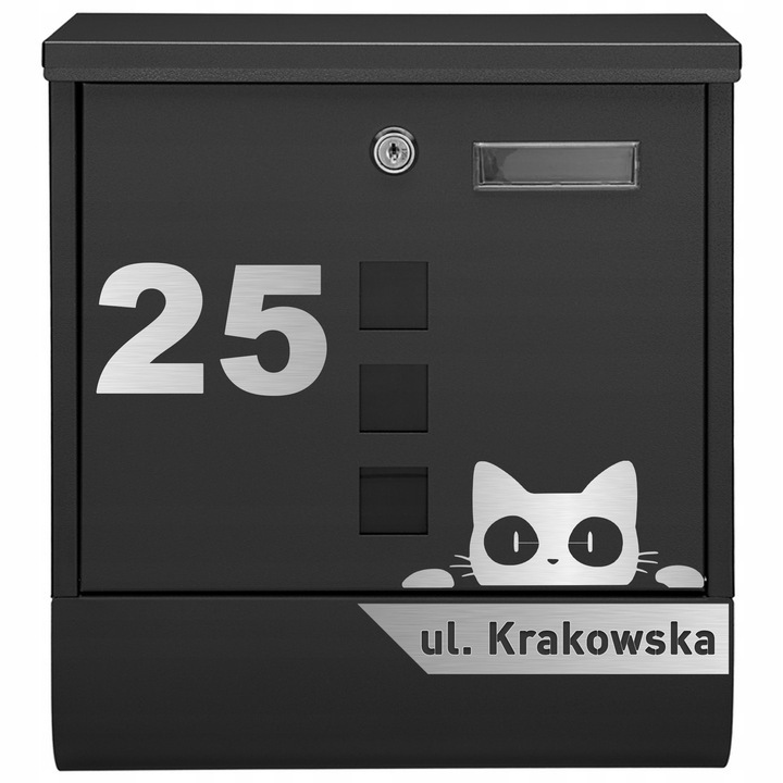 Cutie postala personalizata M-TEC CLASSIC, 3 vizorii, neagra, 34x30x9,5cm