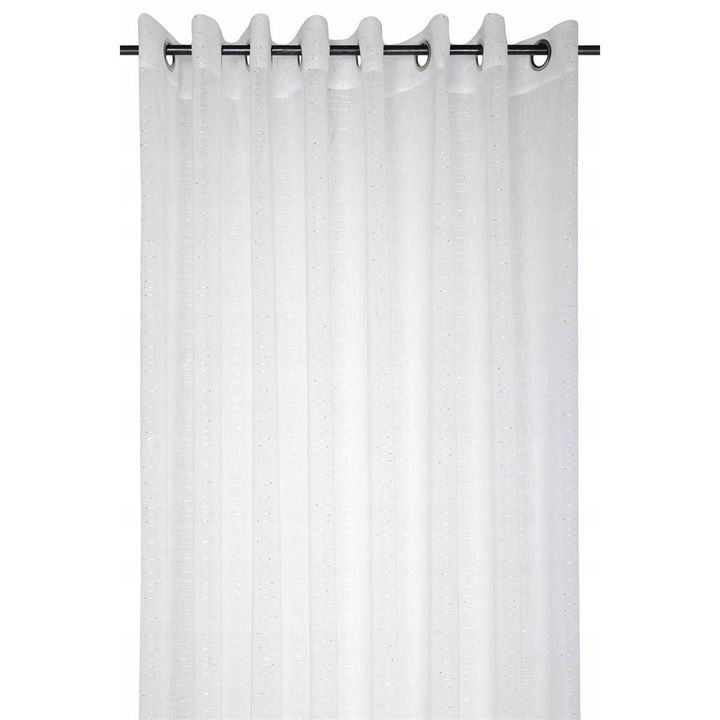 Fehér függöny STOF CELIAN 300x280cm, poliészter, fém díszítések, rúdrögzítő rendszer