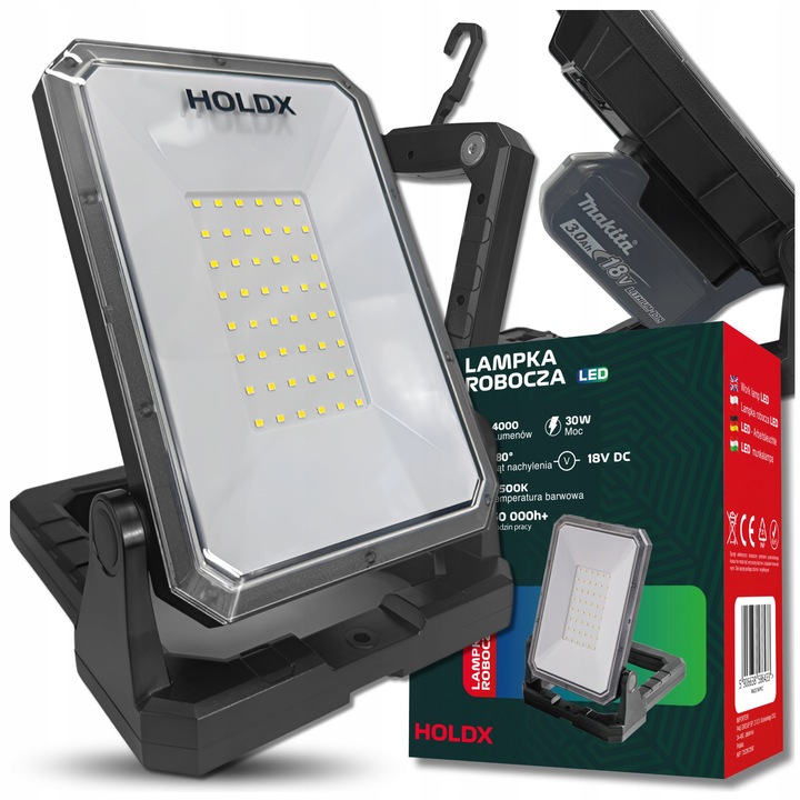 Lampa de lucru HOLDX 30W, 4000lm, USB, IP65, prietenoasa cu acumulatori MAKITA 18V