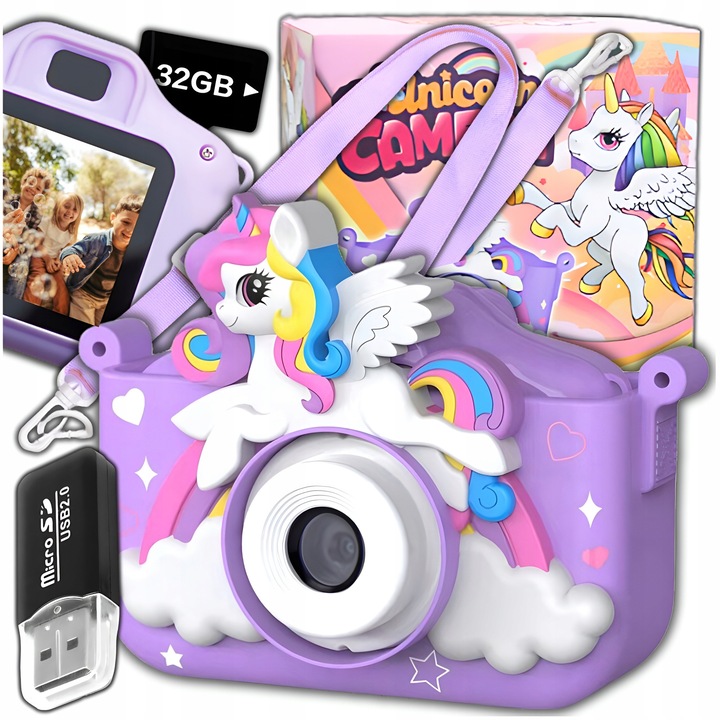 Aparat digital pentru copii ZeeTech, 40Mpx, set cu card 32GB, 2 camere, 8,8x8x3,5cm