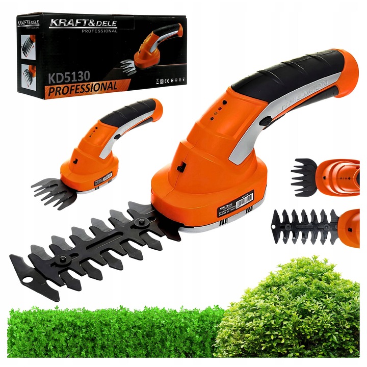Trimmer electric Kraft, acumulator 3,6 V 1300 mAh, 120 mm, pentru taiere arbusti, iarba