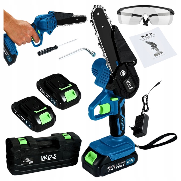 Fierastrau cu lant Kraft, mini pila electrica, 6 inch, fara fir, pentru lemn