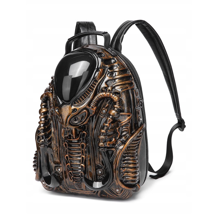 3D hátizsák, unisex, arany színű, 27x10x37cm, vízálló, 2 állítható pánttal