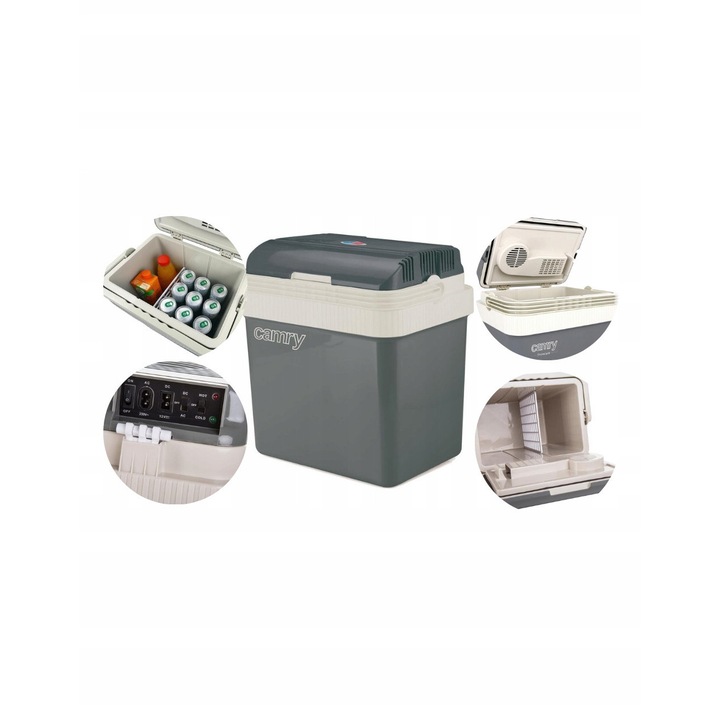 Lada de camping Camry CR 8065, 24L, functie de racire si incalzire, gri, 48x50x85cm