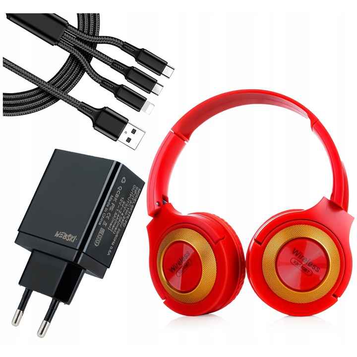 Vezeték nélküli Bluetooth fejhallgató szett mikrofonnal és microSD olvasóval, Webski, 40mm