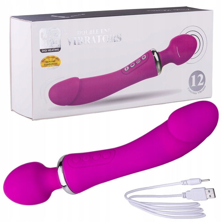 2 az 1-ben vibrációs masszírozó, Ero-Bull, 2 motorral, fűtés funkcióval 45°C-ig, 22x4cm, szilikon