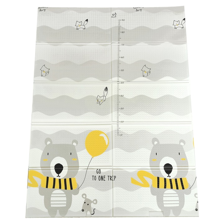 Covoras educational pliabil din spuma XPE, Happy Kiddo, 2 modele, 120x180cm, gri