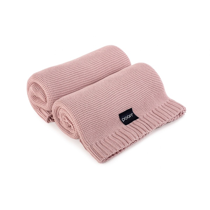 Paturica bebe Poofi, Pure, 80x100cm, bambus-cotton, roz, set