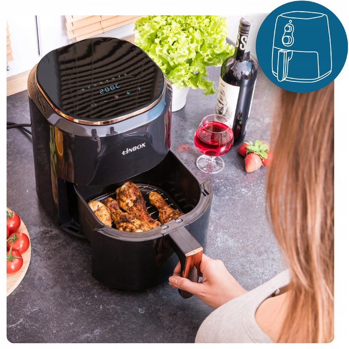 ZLARO 4,5L/1400W olajsütő, 8 program, konvekciós technológia, fekete