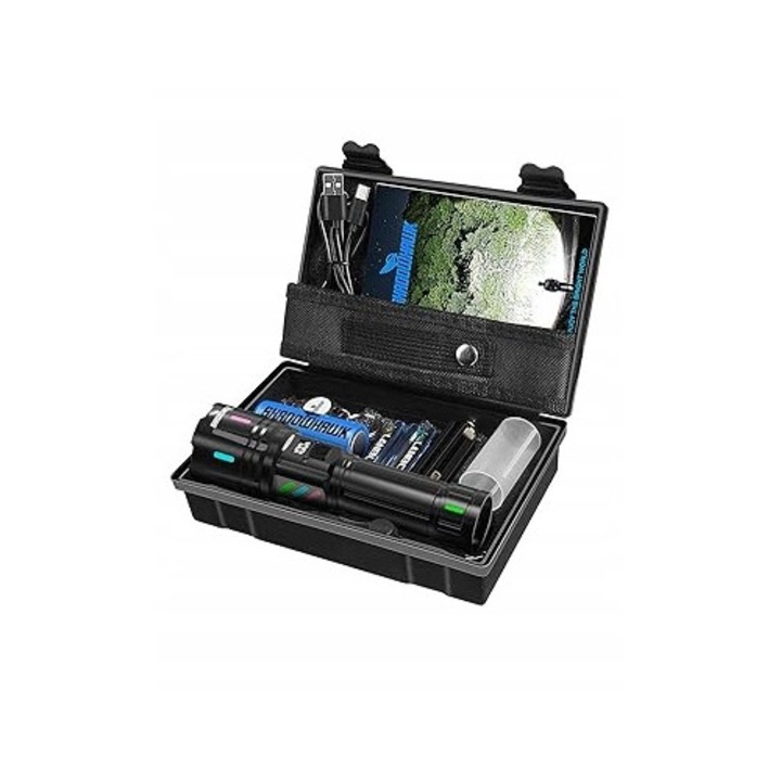 Lanterna LED Shadowhawk S1007, 30000 lm, USB, водоустойчива, 22,5x17,5x5,5 см, комплект с UV ключодържател