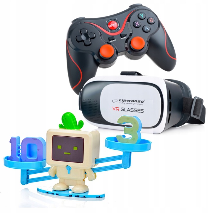 Ochelari VR 3D cu Gamepad si Waga, Multicolor, 19x11cm