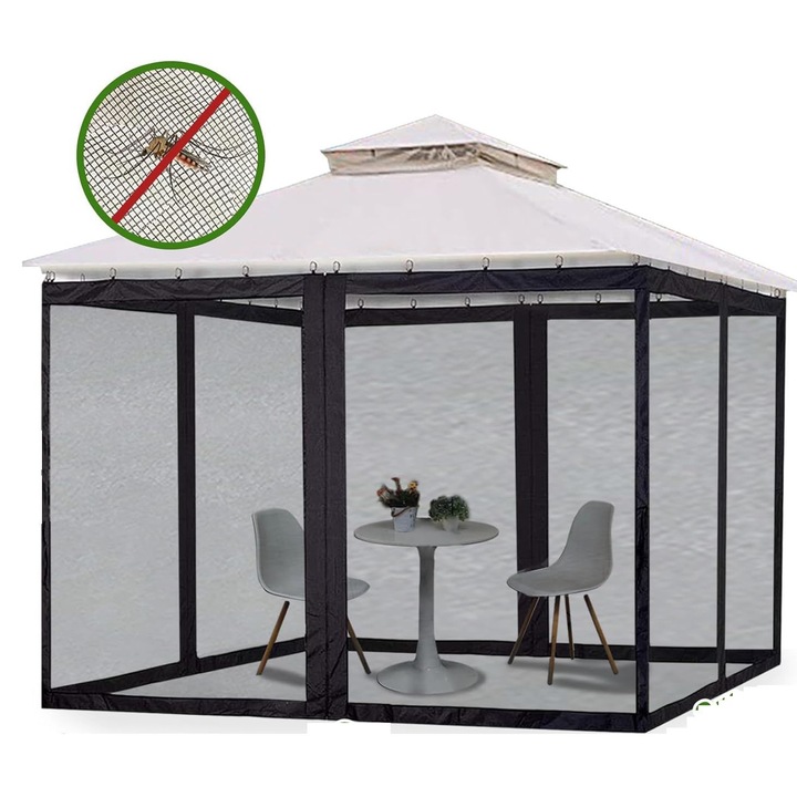 Set de panouri mosquitiera pentru pavilion 3.6x3.6x2.2m, 52 carlige