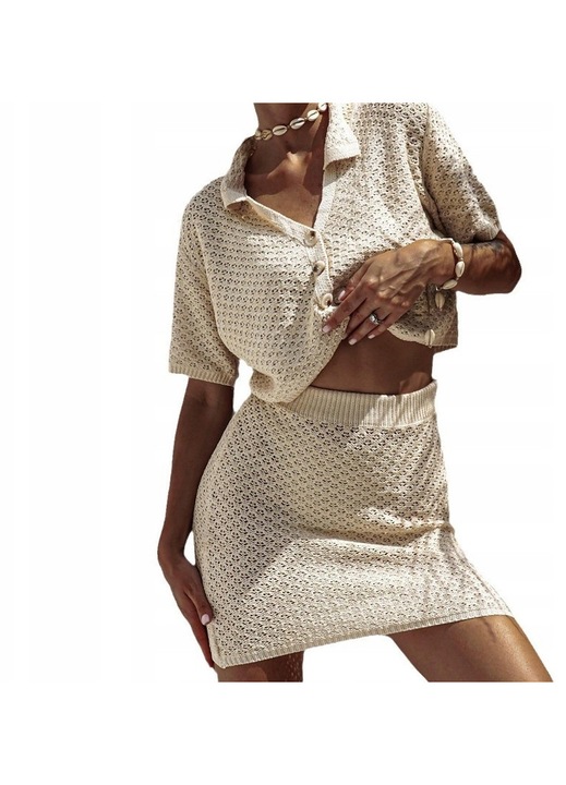 Compleu dama s112, Bej, Tricot, One Size INTL