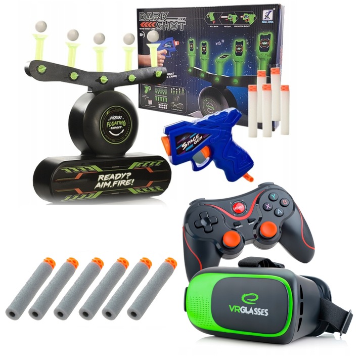 Set Ochelari VR 3D Webski, 180/360, cu gamepad wireless, dimensiuni 33x33x6,5cm, fluorescente