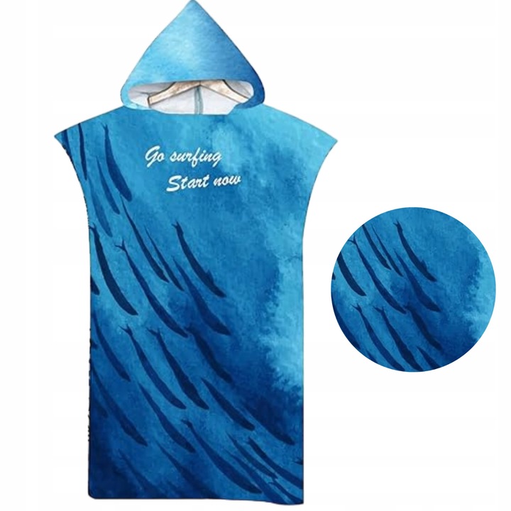 Плажна кърпа, микрофибър, 75x110см, синя, за възрастни