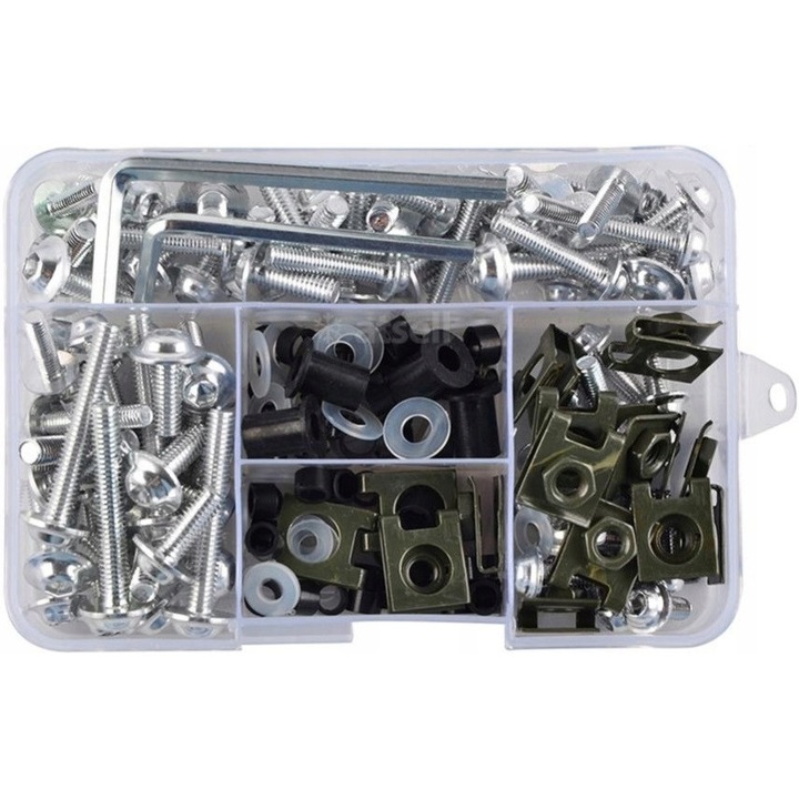 Univerzális alumínium csavarkészlet motorkerékpárokhoz, robogókhoz, quadokhoz, 194 darab, ezüst, 11,8cm x 8,1cm x 2,3cm